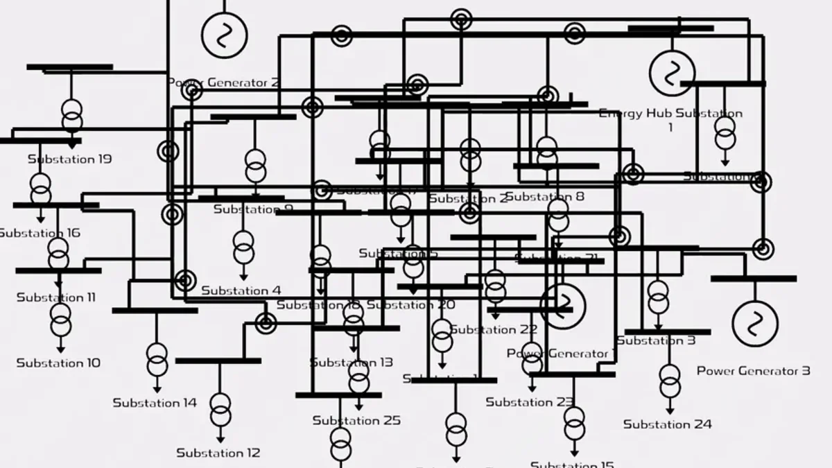 Large network showing spaghetti-like conductor routing
